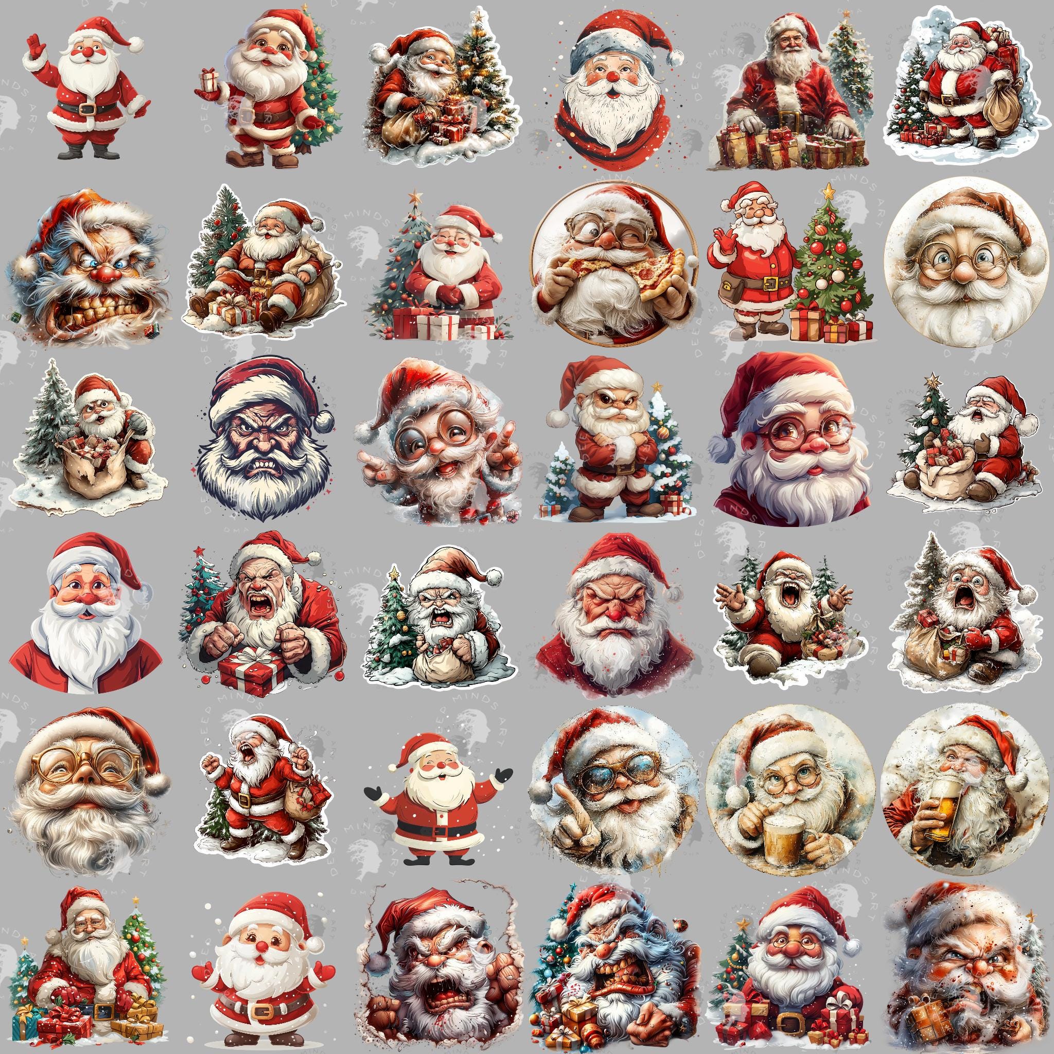 Santa Clipart Bundle, 100 PNG Christmas Graphics (digital Download) - Etsy