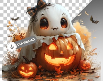 Clipart de fantasma, 1 PNG, gráficos de Halloween, download digital