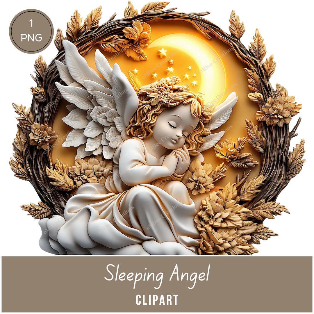 Sleeping Baby Angel Round Clipart 1 PNG, 3D Sublimation Design Digital ...