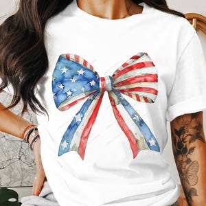 Lazo coqueto de EE. UU. PNG, paquete de imágenes prediseñadas de acuarela, América retro, 4 de julio, American Girl, Día de la Independencia, bandera de EE. UU., diseños de sublimación