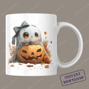 Clipart de Fantasma Fofo, Laço Coquette, Abóbora de Halloween PNG (Download Digital) imagem 7