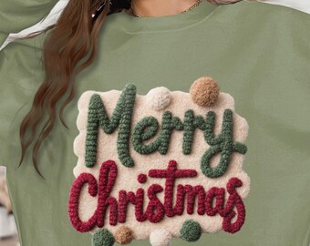 Merry Christmas Png, Faux Yarn Sublimation Design, Digital Download
