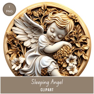 3D Sleeping Baby Angel Clipart: Christmas Ornament Design (Digital Download)