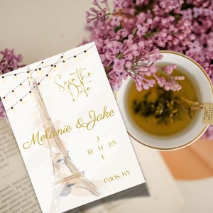 Tarjetas de reserva de fecha chic de París: Colección Ciudad del Amor y las Luces