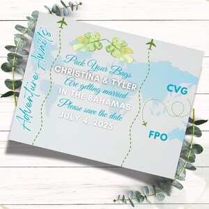 Vintage Travel Boarding Pass Save the Date: Destination Wedding (Digital Download)