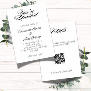 Modern Minimalist Invitation with QR Code (Digital Download)