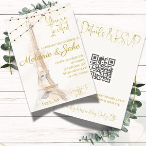 Paris Wedding Invitation: Customizable QR Code (Digital Download)