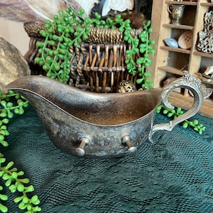 Vintage silver plated gravy boat dish