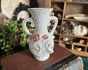 Small vintage ceramic bud vase with flowers Made in Japan