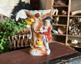 Vintage ceramic colonial figurine small bud vase
