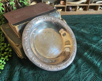 Vintage Reed & Barton Silverplate Rose Bowl, Classic Rose Design Serving Bowl, Cottagecore Vanity Dish
