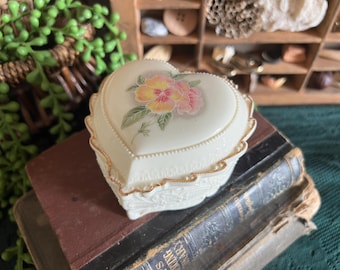Heritage House Celebration of Love Porcelain Music Trinket Box, vintage 1980s plays "Oh What a Beautiful Morning"