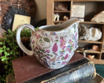 Vintage Chintz ceramic creamer with gold trim