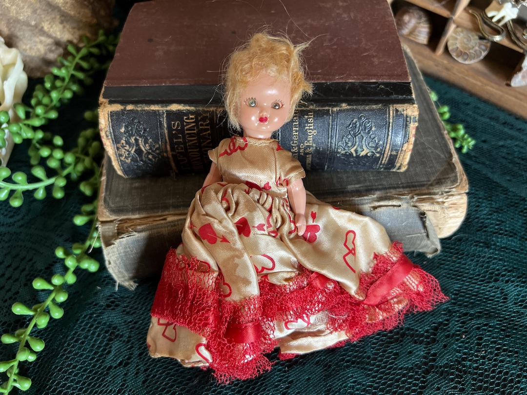 Vintage Sleepy Eye Baby Doll With Red Dress / Great for Curiosity or
