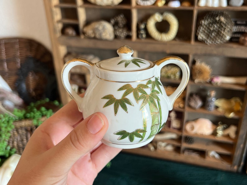 Vintage Japanese Bamboo Sugar and Creamer Set - Etsy