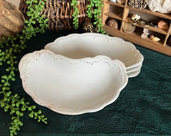 Set of 4 Grindley England crescent bone dish with gold / vanity ring trinket jewelry tray