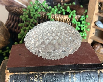 Vintage round crystal small trinket jewelry box