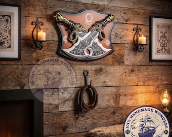 Chaos Twin Blades Display Plaque Set: Norse Mythology Prop, Gamer Wall Decor