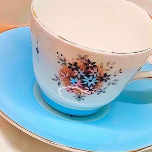Royal Grafton Bone China Tea Set: 1950s Floral Turquoise