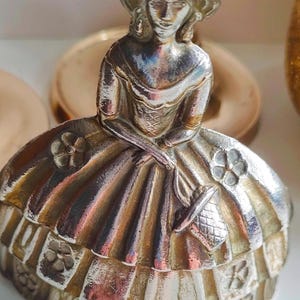 Victorian Brass Lady Bell: Vintage Desk Bell, 10cm