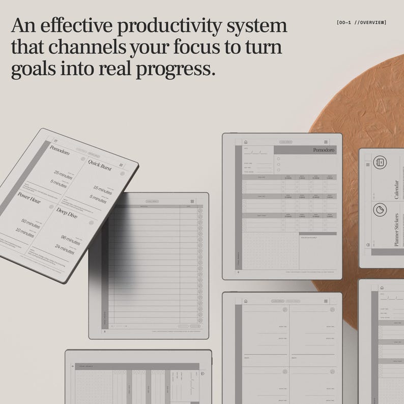 Progress D Tablet Focus Sprint Tool for Remarkable Paper Pure | Pomodoro Planner Template ...