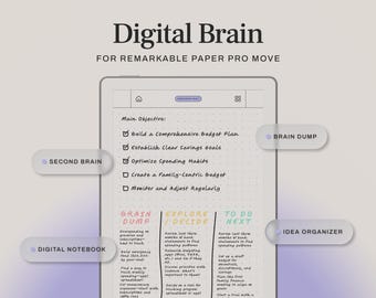 Digital Brain for reMarkable Paper Pro Move | Brain Dump Template & Hyperlinked Notebook Planner