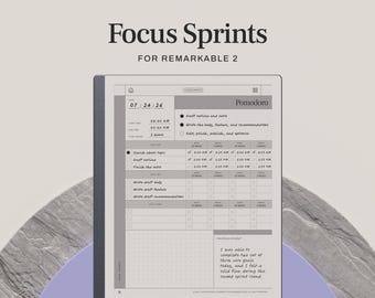 Focus Sprint Tool for reMarkable 2 | Pomodoro Planner Template and Custom Task Time Blocking Tool