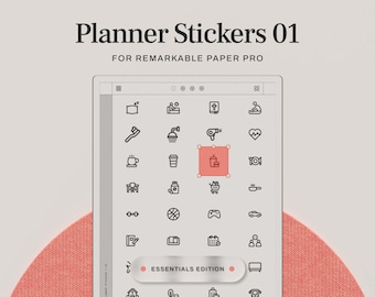 Planner Stickers for reMarkable Paper Pro 128 Digital Icons for Planning & Productivity for reMarkable Paper Pro and rM2
