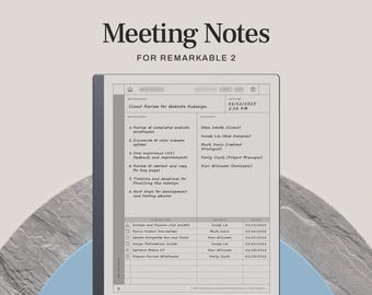 Meeting Notes Template for reMarkable 2 | Hyperlinked Meeting Minutes & Meeting Agenda Planner