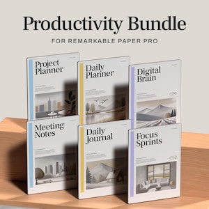 Productivity Bundle for reMarkable Paper Pro | 6-in-1 Digital Planner System with Daily Planner, Daily Journal, Digital Brain, and More