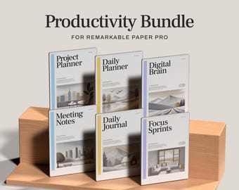 Productivity Bundle for reMarkable Paper Pro | 6-in-1 Digital Planner System with Daily Planner, Daily Journal, Digital Brain, and More