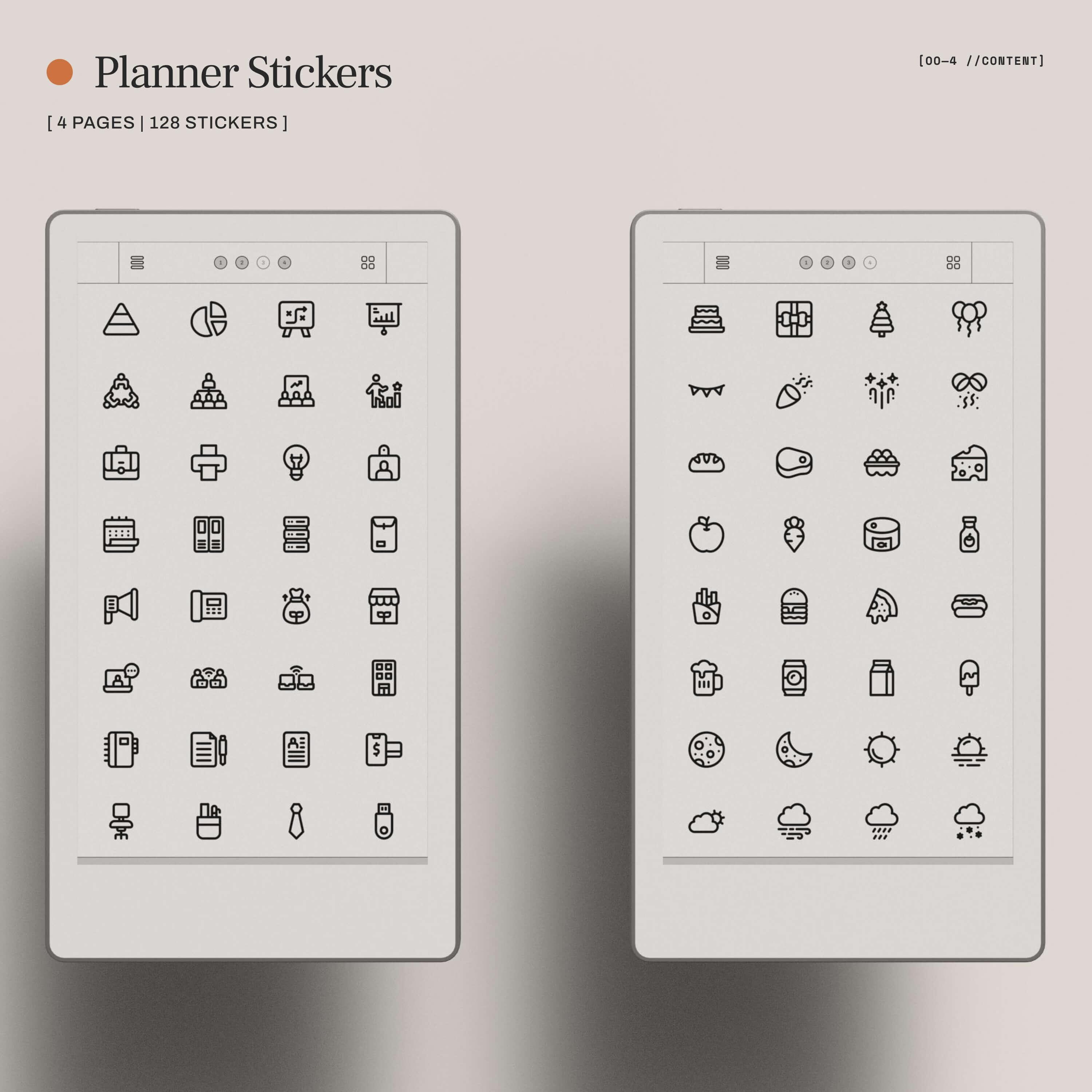 Remarkable Icon Files Sticker Pack for Remarkable Paper Pro Move | 128 Digital Icons for ...