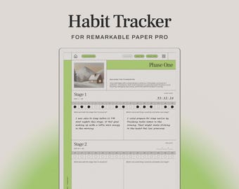 Habit Tracker Template for reMarkable Paper Pro | Reflective Habit Journal | 15-Day Stage Tracking System