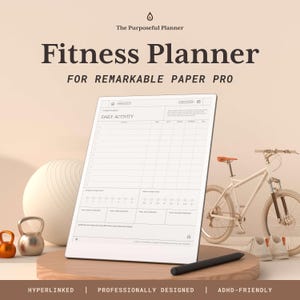 Agenda fitness pour papier reMarkable Pro 2024 et 2025 | Le planificateur réfléchi