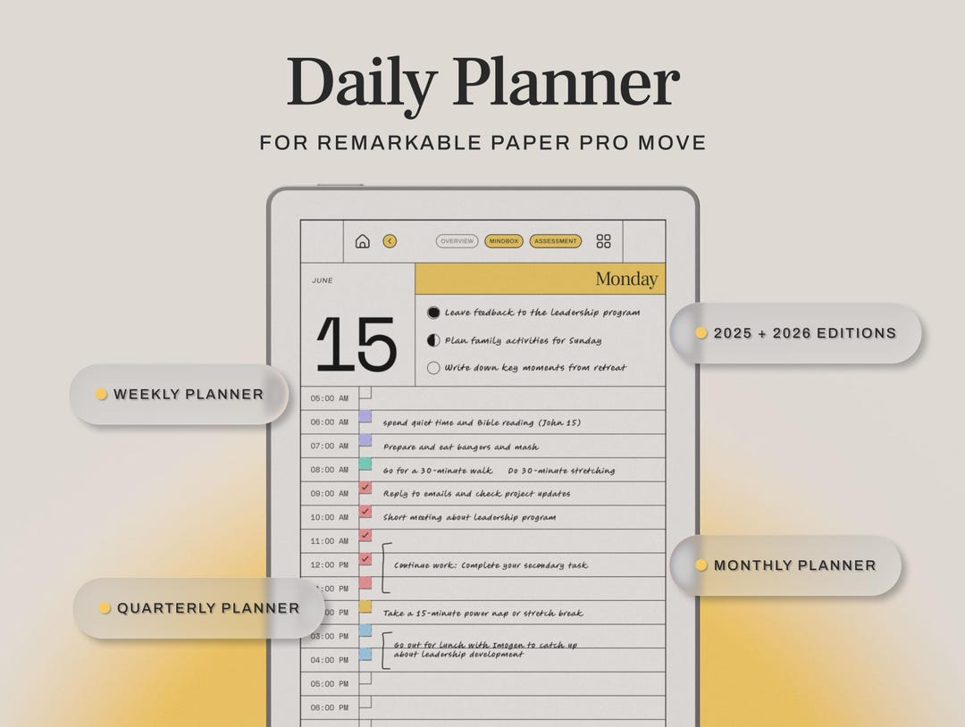 Daily Planner for Remarkable Paper Pro Move | Goal Planner, ADHD ...