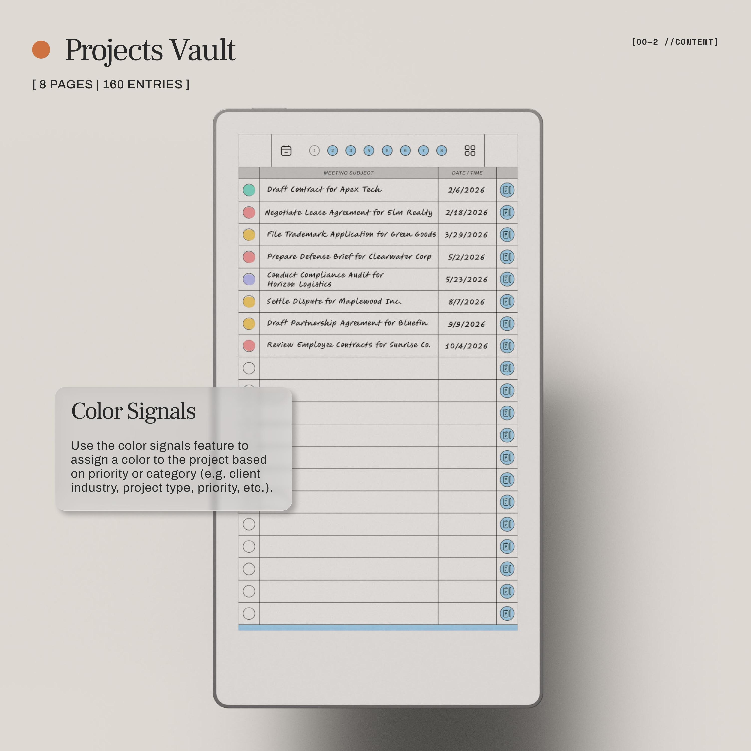 Project Planner for Remarkable Paper Pro Move | Hyperlinked Template ...