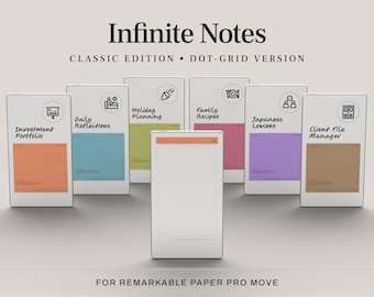 Dot Grid Colored Notebook for reMarkable Paper Pro Move | Digital Notebook for Ideas, Journaling & Bullet Notes