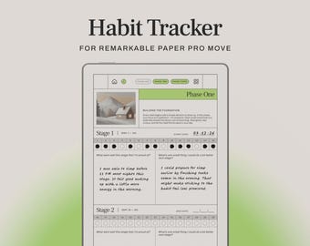 Habit Tracker Template for reMarkable Paper Pro Move | Reflective Habit Journal | 15-Day Stage Tracking System