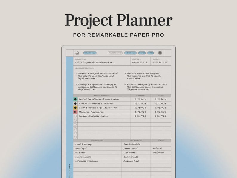 Project Planner for Remarkable Paper Pro | Project Management With ...