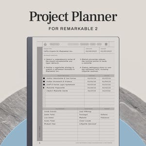 Project Planner for reMarkable2: Project Management with Budget Tracker, Project Notes, and Calendar | Hyperlinked Planner