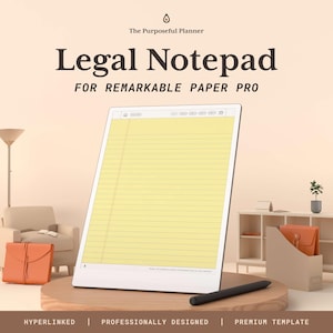 Blocco note legale per reMarkable Paper Pro 2024 e 2025 / The Purposeful Planner