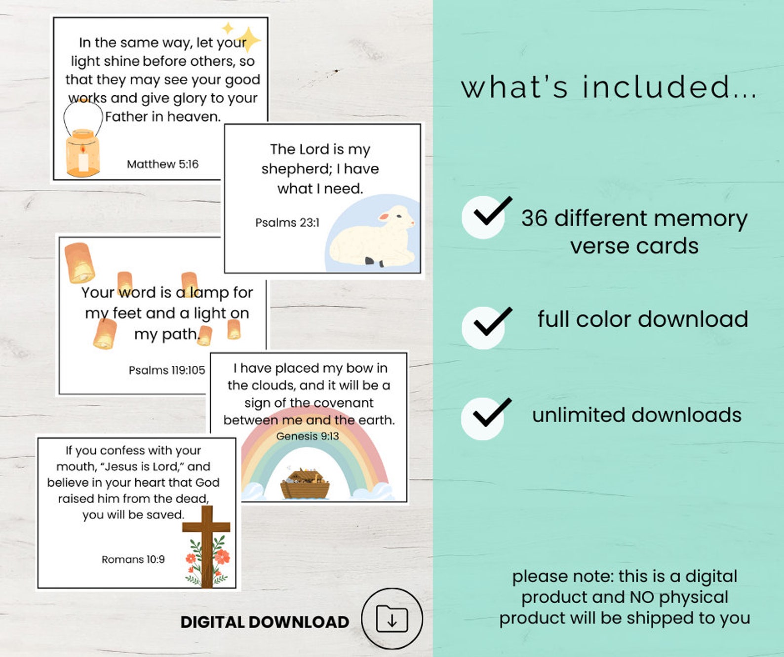 Printable Memory Verse Cards for Kids - Etsy