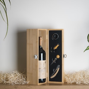 Christmas Personalized Engraved Wine Gift Set for 1 Wine, Wine Gift Box, Christmas Gift, Congratulatory Gift, Gift For Couples, Wooden