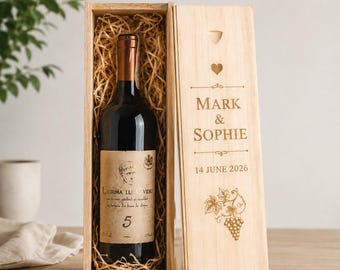 Personalisierte Weinkiste | Benutzerdefinierte gravierte Wein Geschenkbox aus Holz | 1, 2 oder 3 Flaschen Weinkiste | Hochzeits-, Jubiläums- und Firmengeschenk