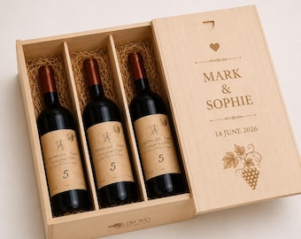 Personalized Wooden Wine Box | Custom Engraved Crate for 1, 2, or 3 Bottles