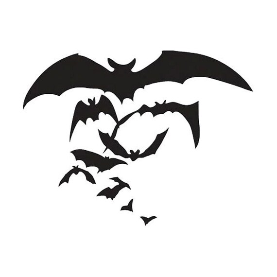 Flying Bats - Spooky Vinyl Decal - Goth Halloween Wall Art