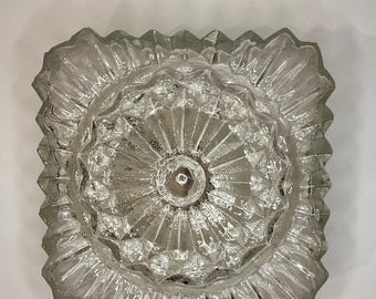 Vintage Flush Mount Lights, Wall Lamp, Mid Century Plafoniera, Sconce, Ceiling Lamps, Diamond End Point Pressed Glass, Herda Style