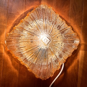 Vintage Smoked Glass Ceiling Light: Mid-Century Flush Mount Fixture