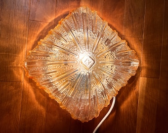 Vintage Smoked Glass Ceiling Light: Mid-Century Flush Mount Fixture