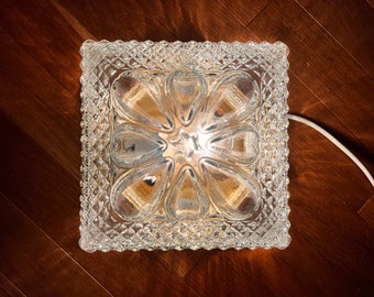 Vintage Glass Flush Mount Light: Mid-Century Modern Plafoniera, Yugoslavia 70's